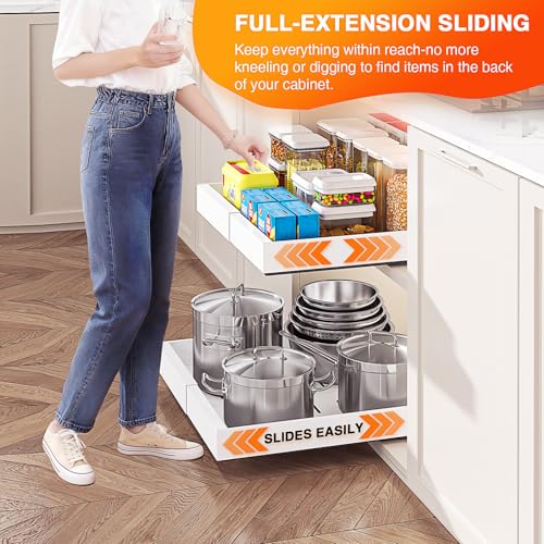 1 Pack Expandable Pull Out Cabinet Organizer,21" Deep,White - view 5