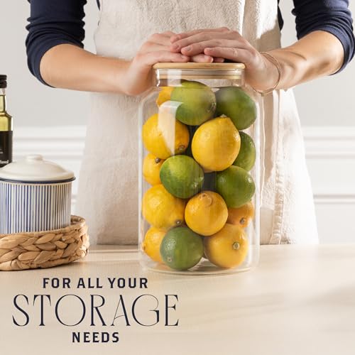 1 Gallon Glass Large Jar with Airtight Bamboo Lid - Strong Clear Borosilicate Canister for Kitchen Food Storage Organizing, Terrarium, Pantry Decorative Container & Laundry Room - Pack of 1 - view 5