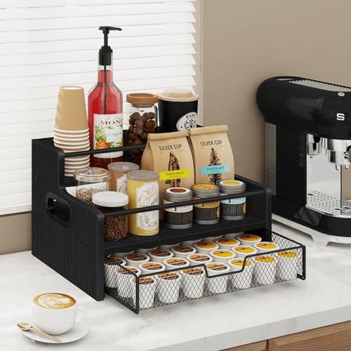3-Tier Coffee Bar Organizer, 8 Bottle Syrup Stand, Black - view 2