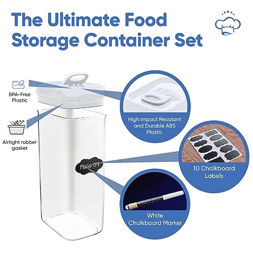 Large Airtight Food Storage Containers with White Lids, Set of 4, 3.2L, 109Oz, Kitchen and Pantry Canisters for Pasta, Cereal, Noodles, and Flour Storage - Transparent - view 2