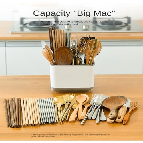 Home Kitchen Utensils Three-Layer Organizer Chopsticks Cage Spoon Fork Storage Holder Chopstick Box Cutlery Drain Rack(Black) - view 5