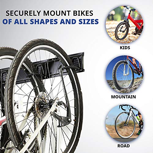 Garage Bike Rack, Wall mounted Bicycle Storage Hanger, 6 Adjustable Hooks Universal for Indoor & Home Use - view 5