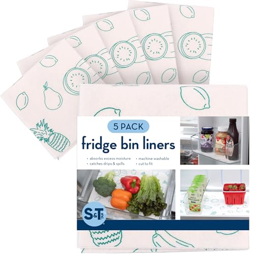 S&T INC. Fridge Liners, 5 Pack, 12" x 24", Fruit