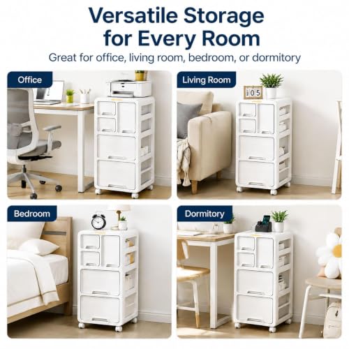 Rolling File Cabinet - 3-Drawer Office Organizer with Wheels, Mobile Storage Solution for Documents, Home & Office Filing System, Modern Design for Easy Access - view 7