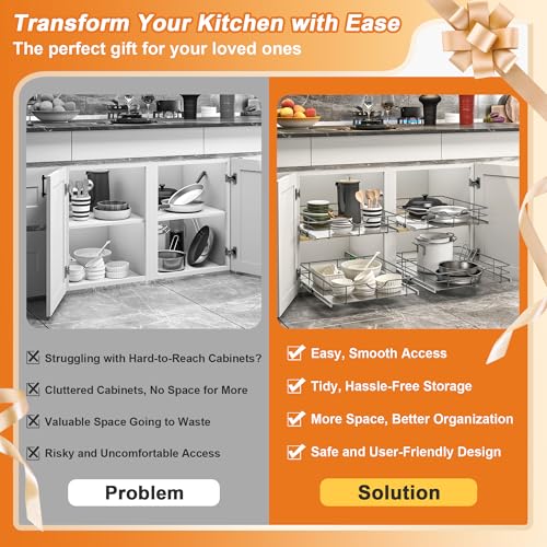 Pull Out Shelves - 20" W x 22" D Soft Close Pull Out Cabinet Organizer 1 Tier - Slide Out Drawers with Shelf Liner, Heavy Duty Steel Wire Baskets for Kitchen Cabinets, Pantry, Bathroom - view 6