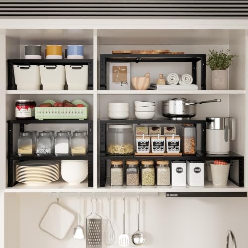 Expandable Spice Rack & Kitchen Cabinet Organizer - Stackable, Adjustable Shelves for Cabinets, Countertops, Cupboards & Pantries(1 Pack/Medium/Black) - view 6