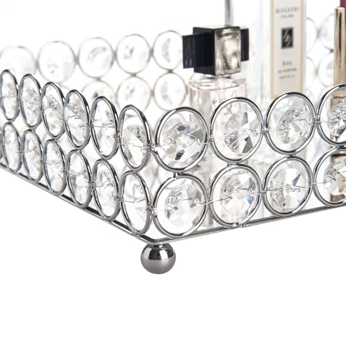 Crystal Vanity Makeup Perfume Tray Ornate Jewelry Trinket Organizer Cosmetic Decorative Tray Skin Care Storage for Home Dressing Table Wedding Decoration(Rectangle 12" x 8") - view 5