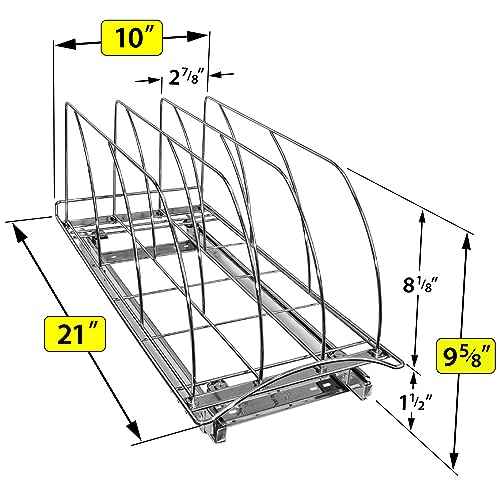 Pull Out Cookie Sheet Organizer for Cabinet – Baking Sheet Organizer – Sheet Pan Organizer - Lifetime Ltd. Warranty – 10” x 21” Deep Inside Cabinet, Chrome - view 5