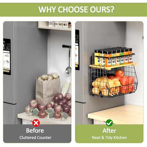 2 Pack Magnetic Shelf for Fridge, Fruit Potato Onion Storage Bins - view 7