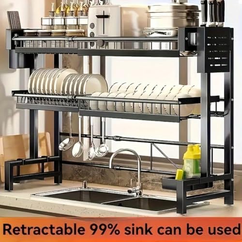 Expandable Countertop Dish Rack Organizer - Space-Saving Kitchen Sink Shelf with Drainage Function, Easy Assembly, Compact Storage, and Durable Construction for Home and Restaurant Use - view 4