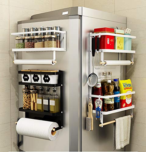 Refrigerator Shelf Organizer Magnetic Paper Towel Holder Kitchen Fridge Spice Rack Storage Spice Jars Holder(Black) - view 3