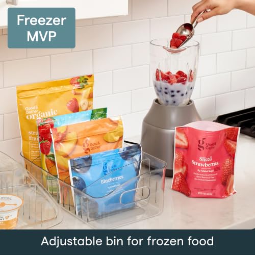 FreezeUp Freezer Bin 12", BPA-Free Fridge Organizer with Adjustable Dividers and Handle for Frozen Food and Leftovers - view 2
