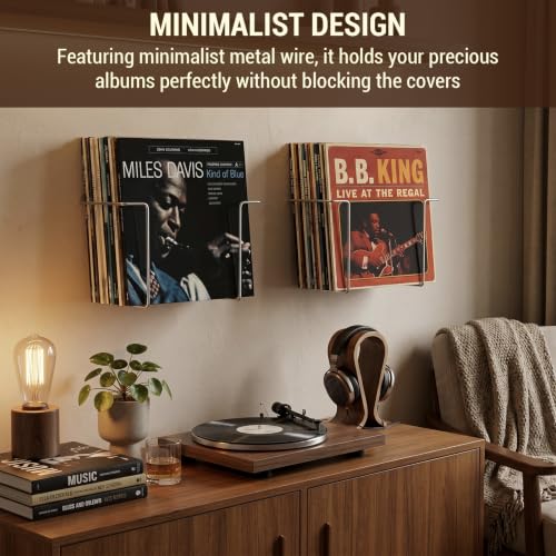 Set of 2 Silver Metal Wire Vinyl Record Wall Mounted Display Racks - view 3