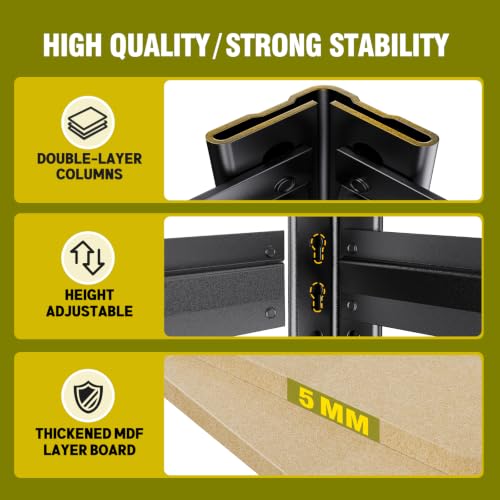 4 Pack Garage Shelving 71.2" H x 28" W x 12" D, Adjustable Storage Shelves - view 7