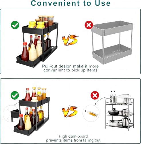 Under Sink Organizer 2 Pack,2 Tier Slide Out Storage for Kitchen Bathroom - view 4