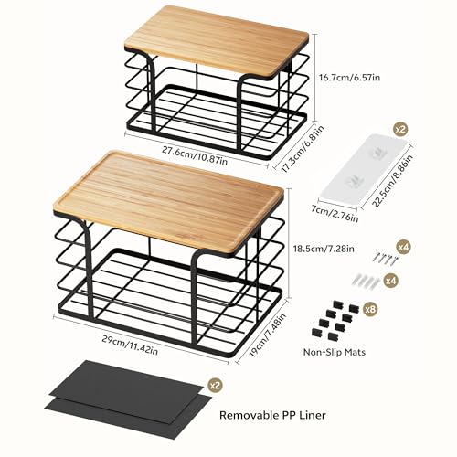2 Pack Potato and Onion Storage Bin,Stackable Pantry Organizers and Storage with PP Liner and Bamboo Top,Kitchen Storage Organization Counter Basket for Fruits,Produce,Vegetable, Black - view 3