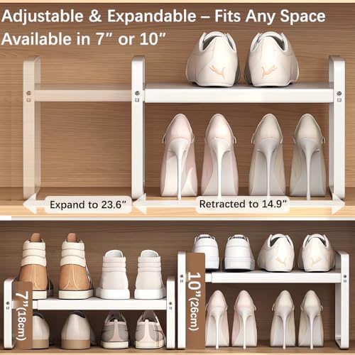 Expandable Shoe Rack, Closet Shoe Organizer, 10" High, 15"-24" - view 3