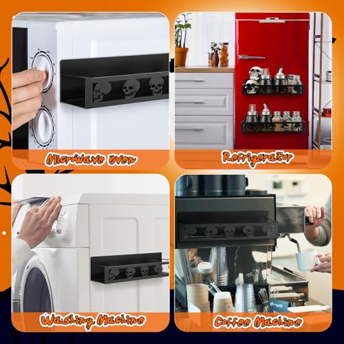 2 Pcs Magnetic Spice Rack for Refrigerator, Black Skull - view 6