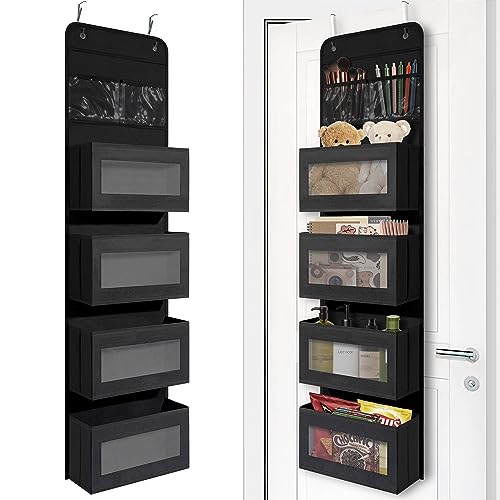 GCreation Over Door Organizer for Bedroom Bathroom Pantry, 5 Shelf Black