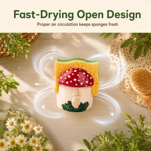 Mushroom Kitchen Sponge Holder Cute Resin Sink Caddy Organizer Decor - view 4