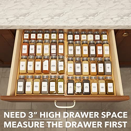 Bamboo Spice Drawer Organizer, (Need 3" Deep Drawer) Expandable 4 Tier Spices Rack for Cabinet, Kitchen Seasoning Storage Insert (Jars Not Included, From 12" to 23" Wide) - view 4