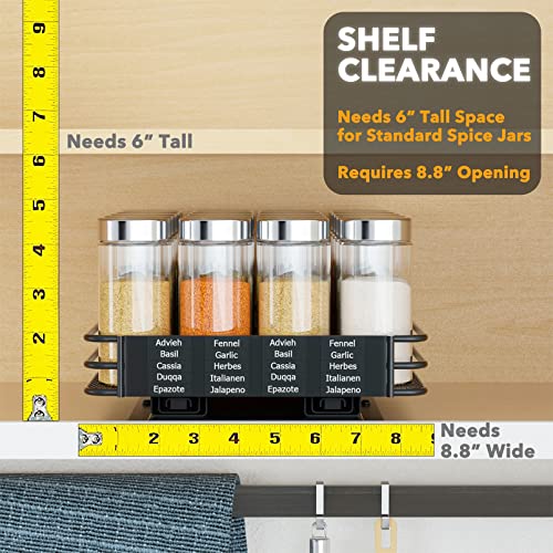 Pull Out Spice Rack Organizer for Cabinet, Heavy Duty Slide Out Seasoning Kitchen Organizer, Cabinet Organizer, with Labels and Chalk Marker, 8.5" W x10.75 D x2.5 H, 1 Drawer 1-Tier - view 4