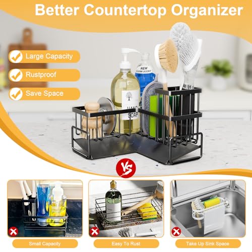 Kitchen L-Shaped Sponge Holder - Large Metal Sponge Sink Caddy - view 6