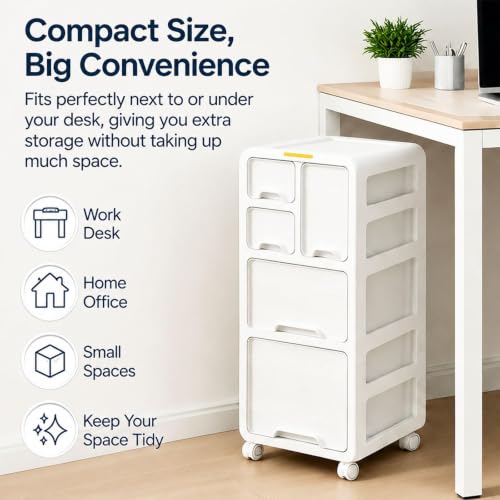 Rolling File Cabinet - 3-Drawer Office Organizer with Wheels, Mobile Storage Solution for Documents, Home & Office Filing System, Modern Design for Easy Access - view 3