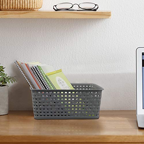 Plastic Storage Basket, 10.03" x 7.59" x 4.09", Pack of 6, Gray - view 6