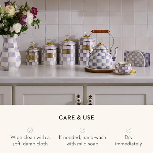 Enamel Canister Set, Purple-and-White Violet Check - view 5