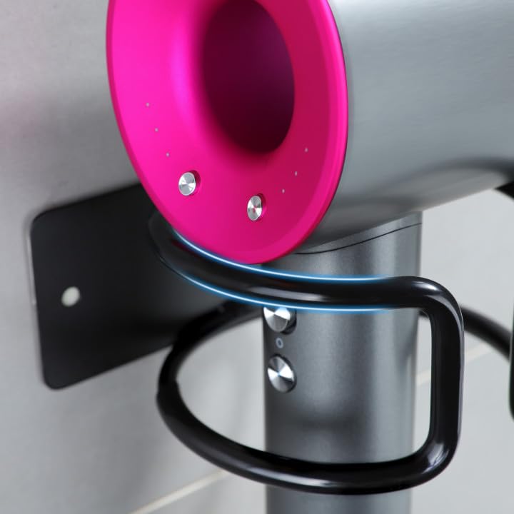 Universal Hair Dryer Holder, Wall Mounted Adhesive Rack, Black - view 2