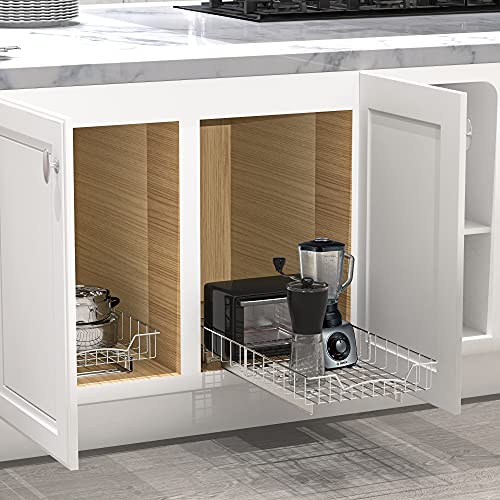 Under Cabinet Pull Out Sliding Shelf, 21" Dx11 W, Chrome - view 6