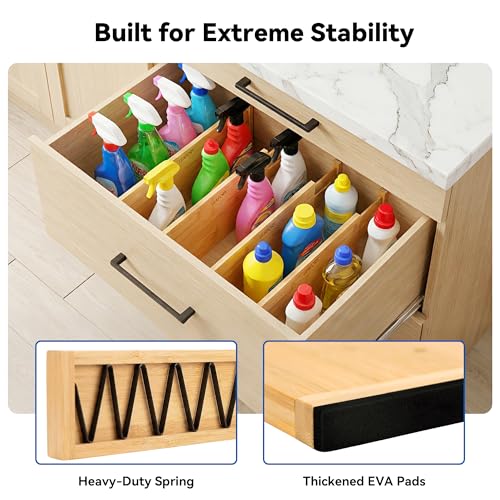 4 Pack 8" Deep Bamboo Drawer Dividers, 17-22" Expandable Kitchen Organizers - view 4