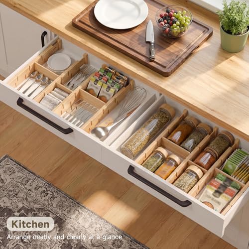 Bamboo Drawer Dividers, Expandable Kitchen Drawer Organizer - view 4
