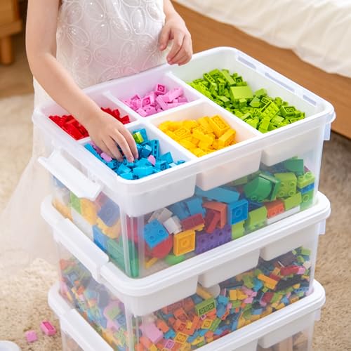 17 QT Plastic Storage Box Building Baseplate Lid Removable Tray - view 6