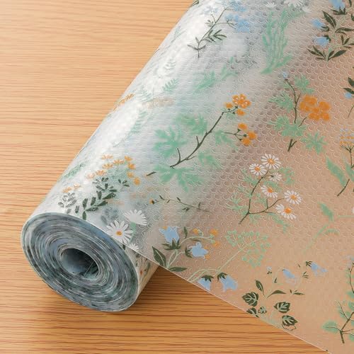 Shelf Liner for Kitchen Cabinet, Non-Adhesive Floral Drawer Liner