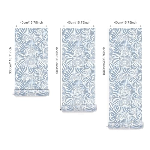 Blue and White Boho Floral Peel and Stick Wallpaper, 15.7"x394" - view 2