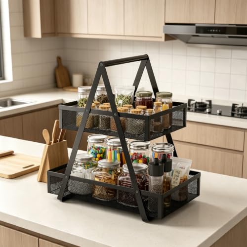 Snack Organizer for Countertop - 2 Tier Metal Snack Basket - view 2