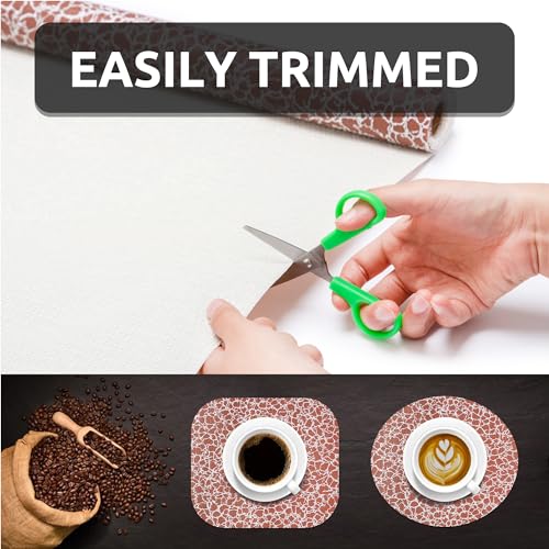 18X96 Inch Shelf Liner with Scissor & Tape Measure for Kitchen Cabinets, PVC Drawer Liner for Dresser Non-Slip Bathroom, Non-Adhesive Cabinet Liner Washable (Brown Crack) - view 7