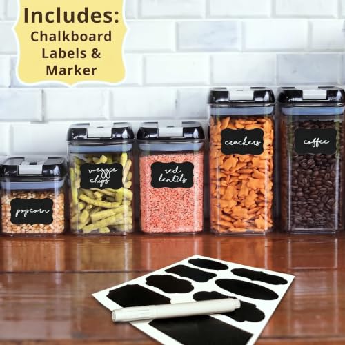 Airtight Food Storage Containers with Lids – 7 Piece Assorted Size Kitchen Pantry Organization Set, BPA-Free Clear Plastic, Stackable Containers for Cereal, Flour, Sugar, Rice, Snacks - view 2