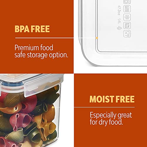 14 Pack Airtight Food Storage Container Set - BPA Free Clear Plastic Kitchen and Pantry Organization Canisters with Durable Lids for Cereal, Dry Food Flour & Sugar - Labels, Marker & Spoon Set - view 7