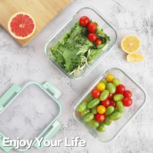 8-Pack 36oz Large Glass Meal Prep Containers with Leak Proof Snap-Lock Lids - view 6