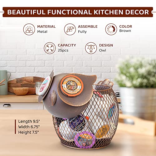 Coffee Pod Organizer - Home Coffee Bar Functional Décor - Café Station Countertop Storage Accessories (Owl) - view 4