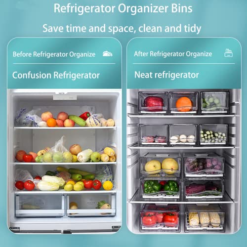 Fridge Organizer, Stackable Refrigerator Organizer Bins, Reusable Food Storage Containers, Fridge Drawer Organizer in Home Kitchen, Barbecue Shop, Restaurant, BPA-Free (2 Drawers, Large) - view 3