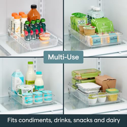 RollOut Fridge Caddy BPA-Free Clear Rolling Refrigerator Organizer Bin with Adjustable Dividers and Handles, 9" Wide - view 6