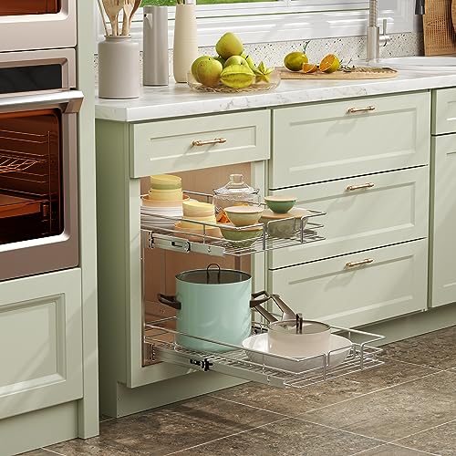 Pull Out Cabinet Organizer (25½"W x 21½"D),2 Tier Pull Out Storage Shelf Drawer Basket,Sliding Shelves for Base Cabinet Organization in Kitchen, Bathroom, Pantry - view 2