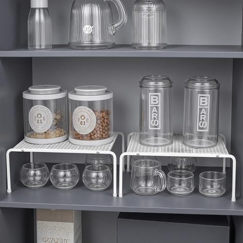 Kitchen Cupboard Organiser-2 Pack Metal Wire Storage Shelf Insert Rack for Kitchen Countertop, Pantry, Cabinet, Fridge - view 6