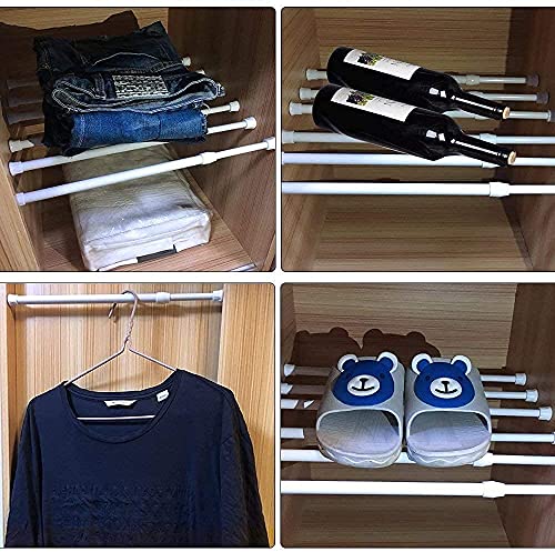 6 Pack Cupboard Bars Adjustable Spring Tension Rods White Refrigerator Bar Extendable Rod for DIY Projects, 15.7 to 28 Inches - view 5