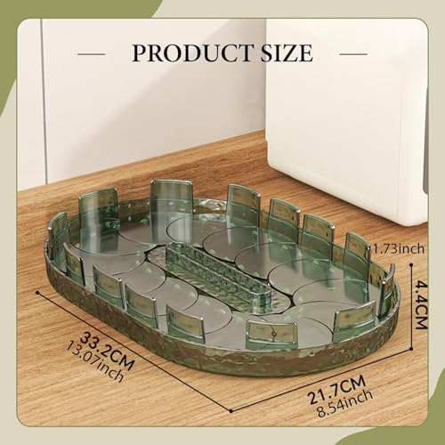 Turntable Organizer Rotating Storage Tray PET Material Anti-Slip Organizer Rotatable for Kitchen Refrigerator Pantry Beverage Storage, Green - view 3