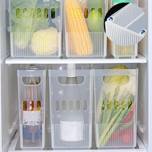 6 Pcs Plastic Freezer Organizer Bins, Clear Refrigerator Baskets - view 3